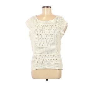 Maje Cream Crochet Sleeveless Sweater Size 2 / M
